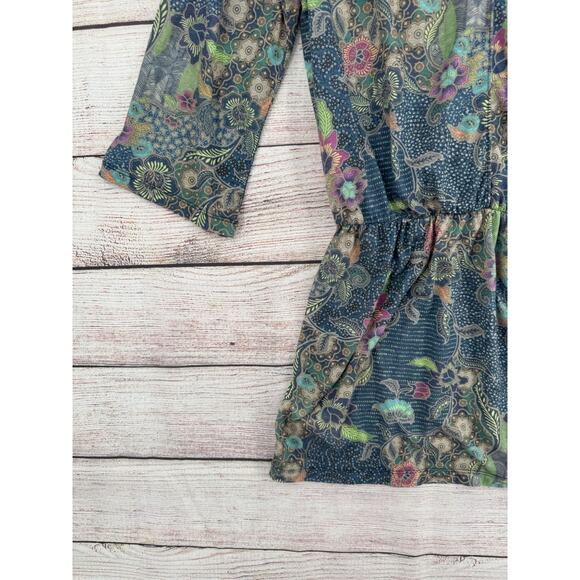 prAna Keoki Tunic Dress Coverup Women's Size Small Blue/Yellow - Picture 6 of 12